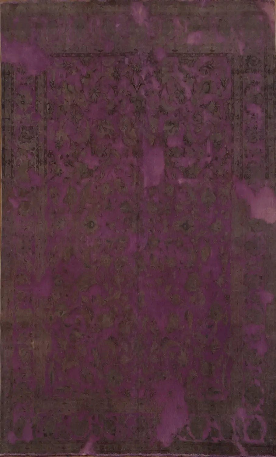 Over-Dyed Purple Vintage Rug with Exquisite Floral Patterns 10x13