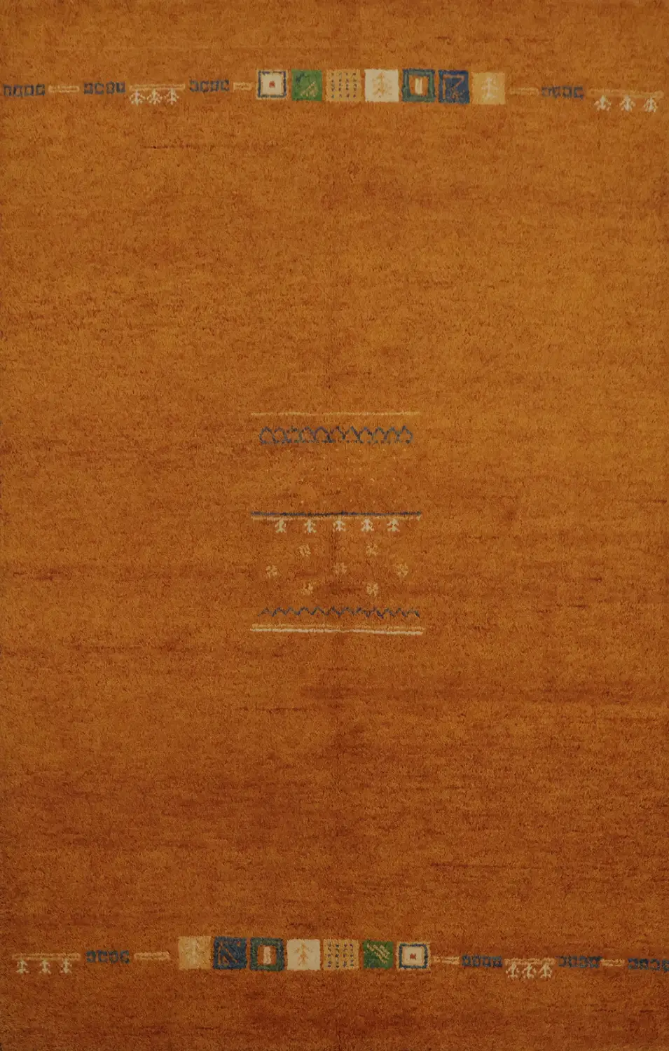 Handcrafted Modern Orange Gabbeh Area Rug with Subtle Geometric Patterns 6x8