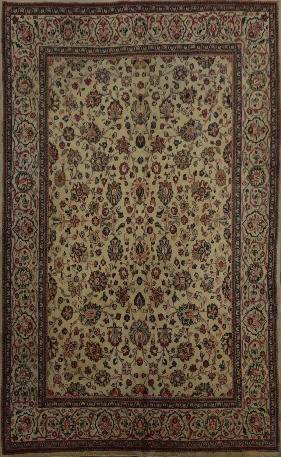 Exquisite Beige Floral Sarouk Area Rug 6x9
