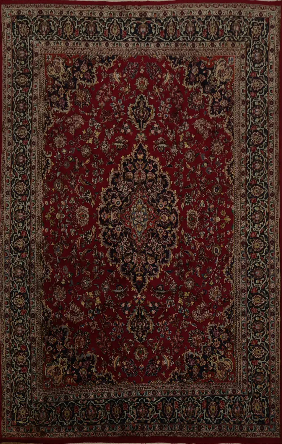 Traditional Deep Red Mashad Persian Area Rug 10x13