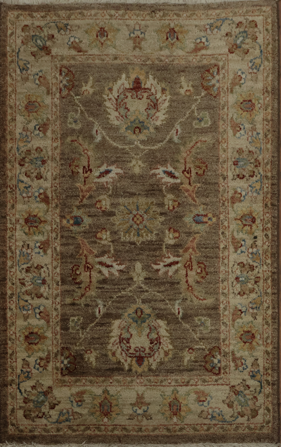 Handmade Traditional Rug Handmade Traditional Brown and Green Rug with Elegant Floral Designs 2x3