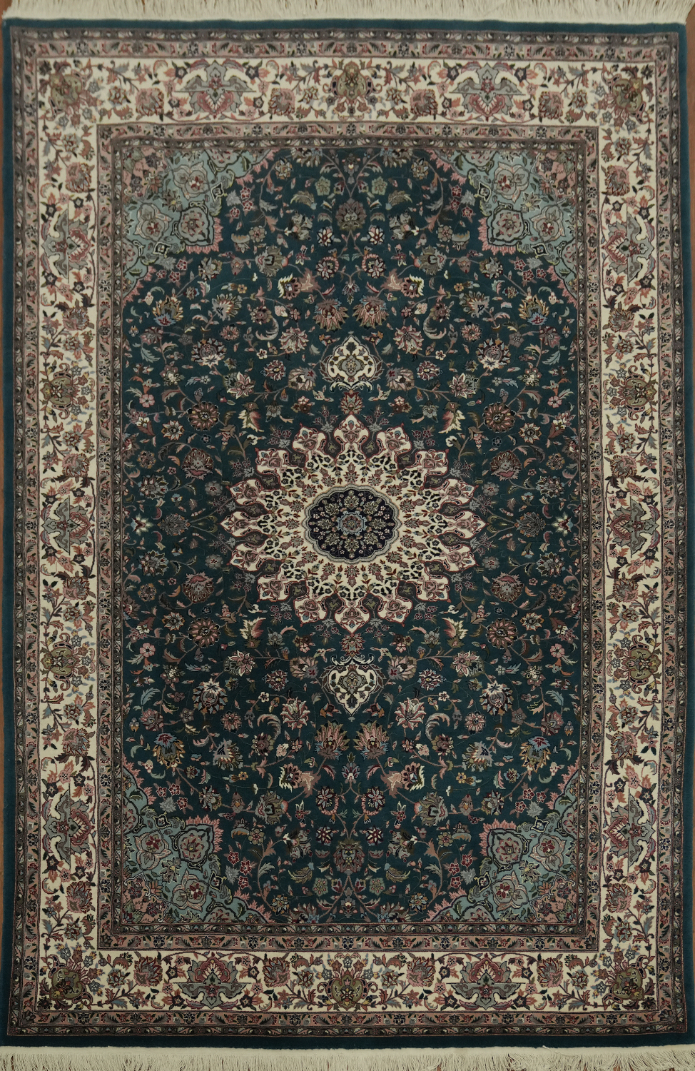 Floral Green Aubusson Chinese Oriental Hand-Woven Area Rug Wool 6x9