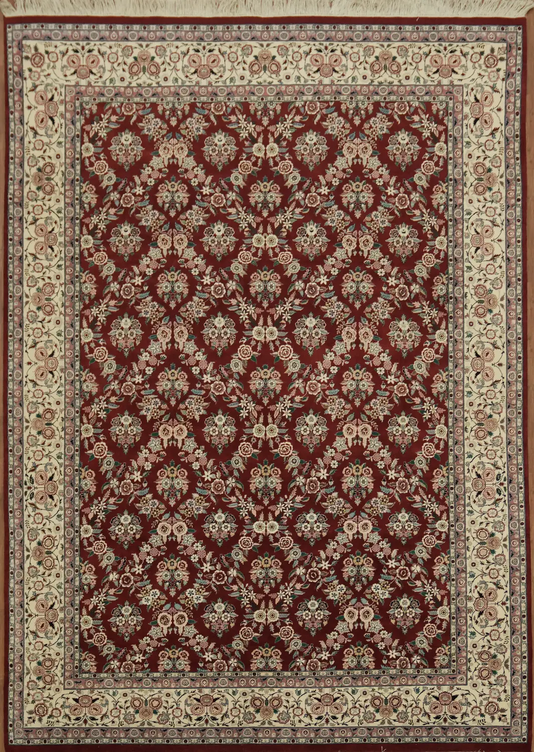 Classic Maroon Oriental Allover Floral Aubusson Area Rug 9x13