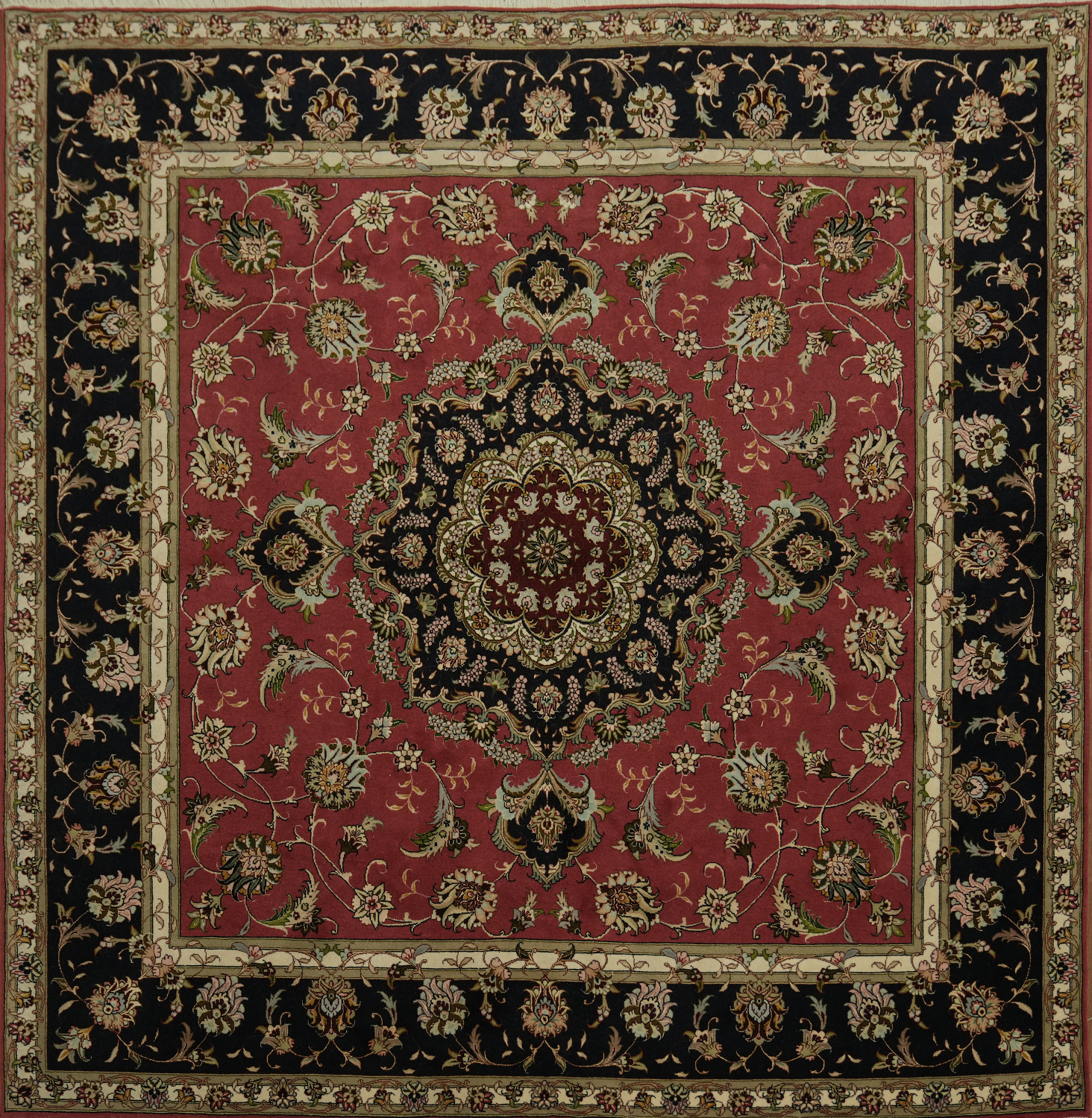 Vegetable Dye Red Sarouk Persian Square Rug 12x12