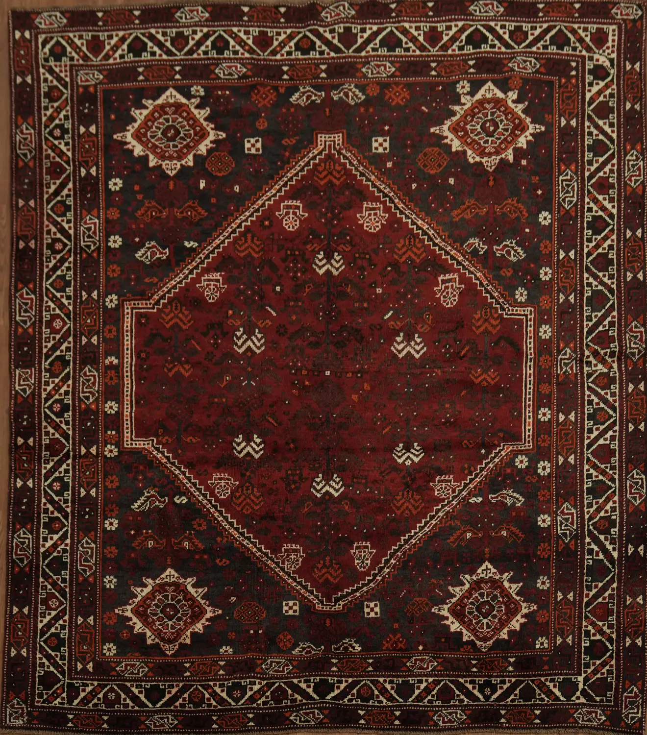 Vintage Tribal Qashqai Persian Area Rug 7x9