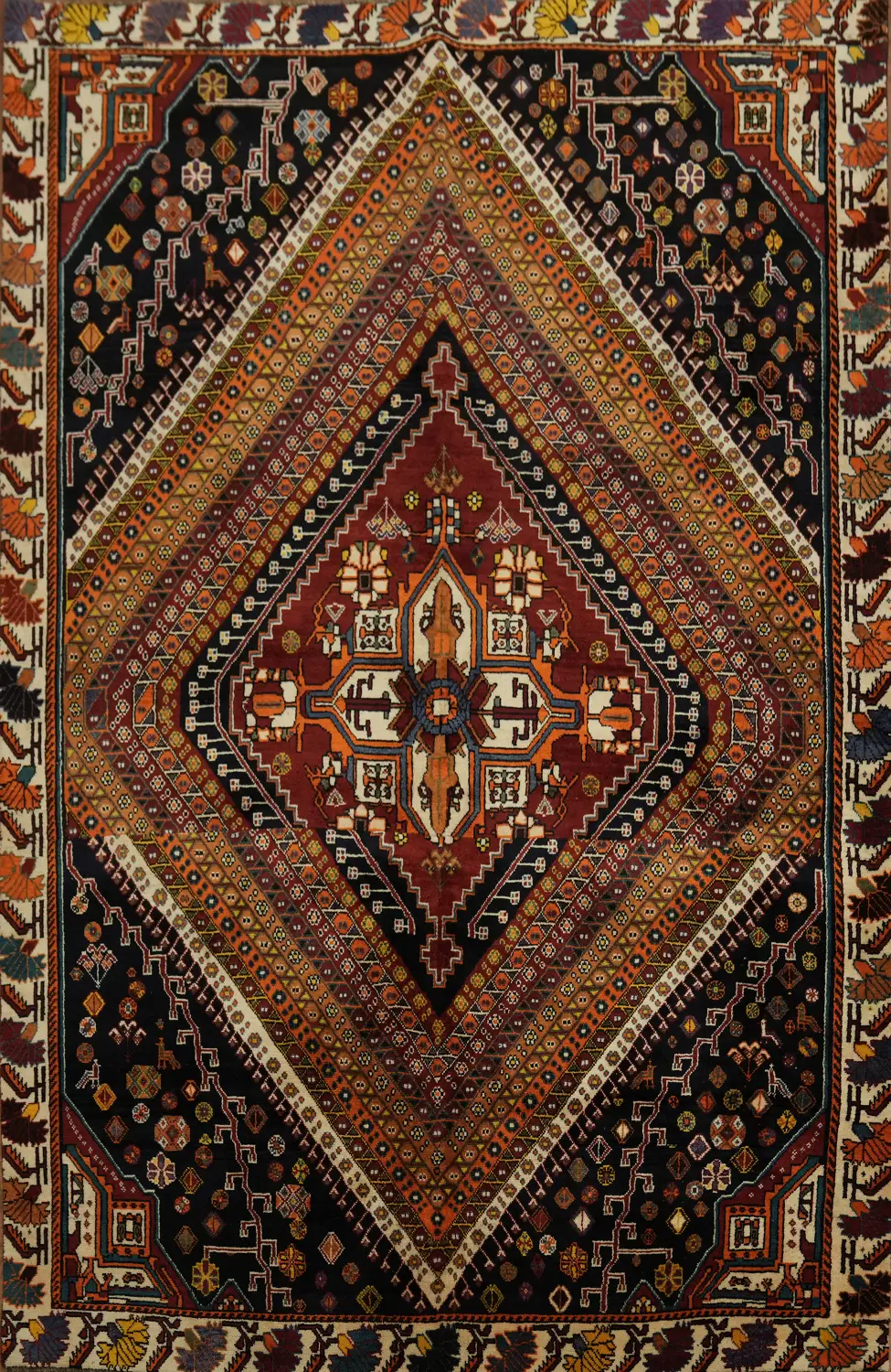 Artful Luxury: Exquisite Vegetable Dye Qashqai Persian Area Rug 6x10
