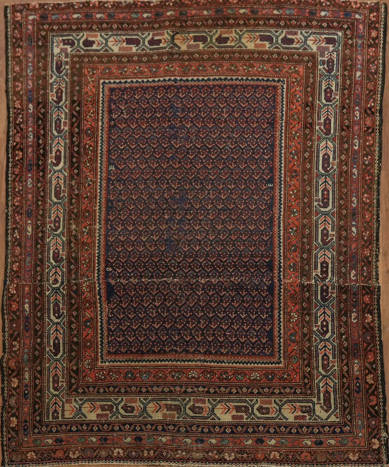 Vegetables Dye Old Antique Wool Persian Senneh Rug 5x6