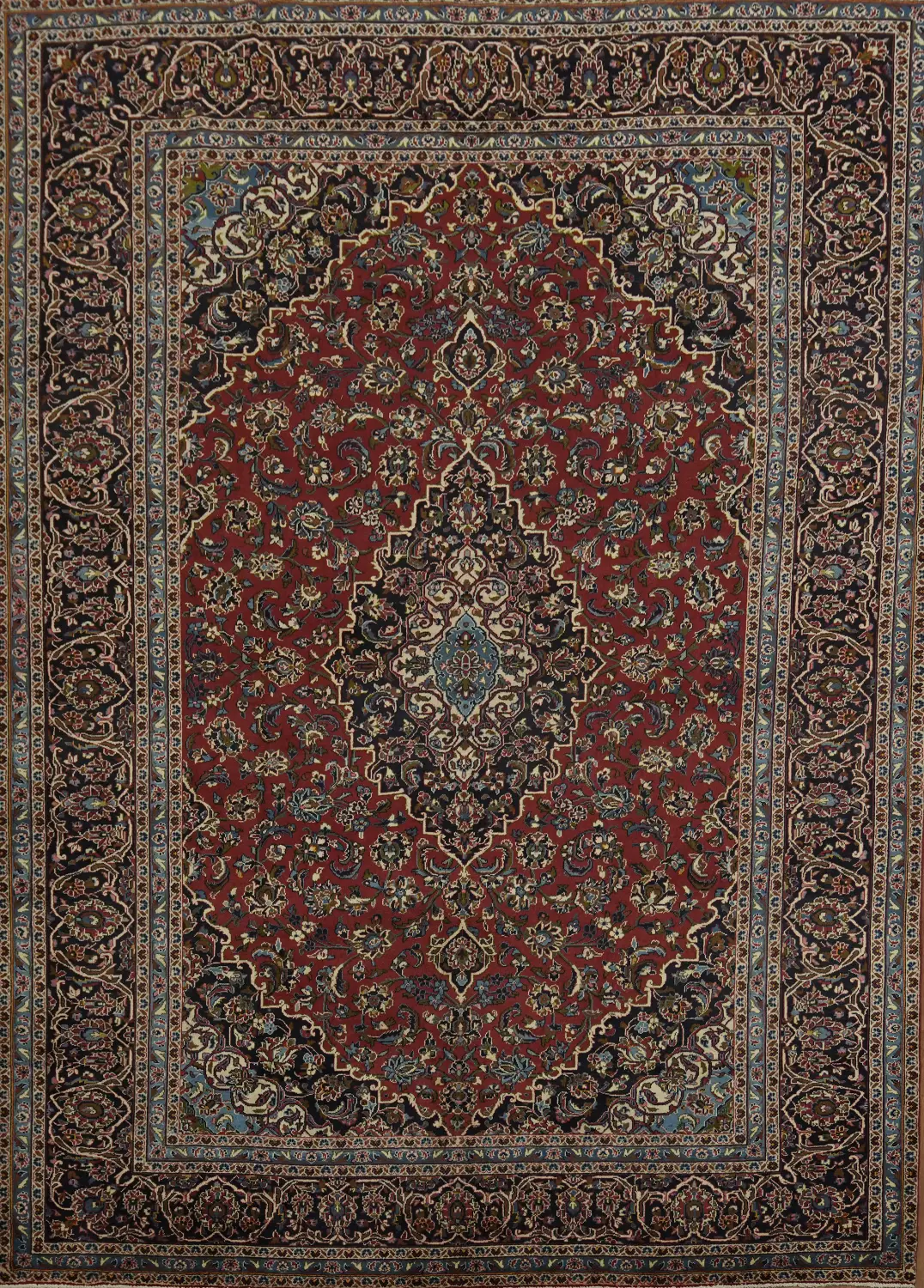 Vintage Traditional Persian Kashan Area Rug 9x13