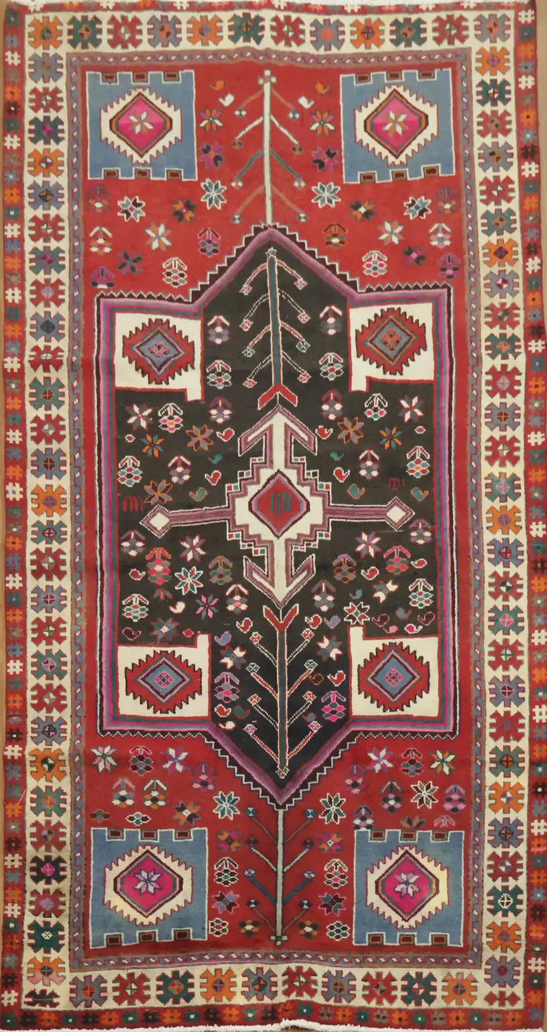 Vibrant Geometric Traditional Persian Bakhtiari Area Rug 5x9