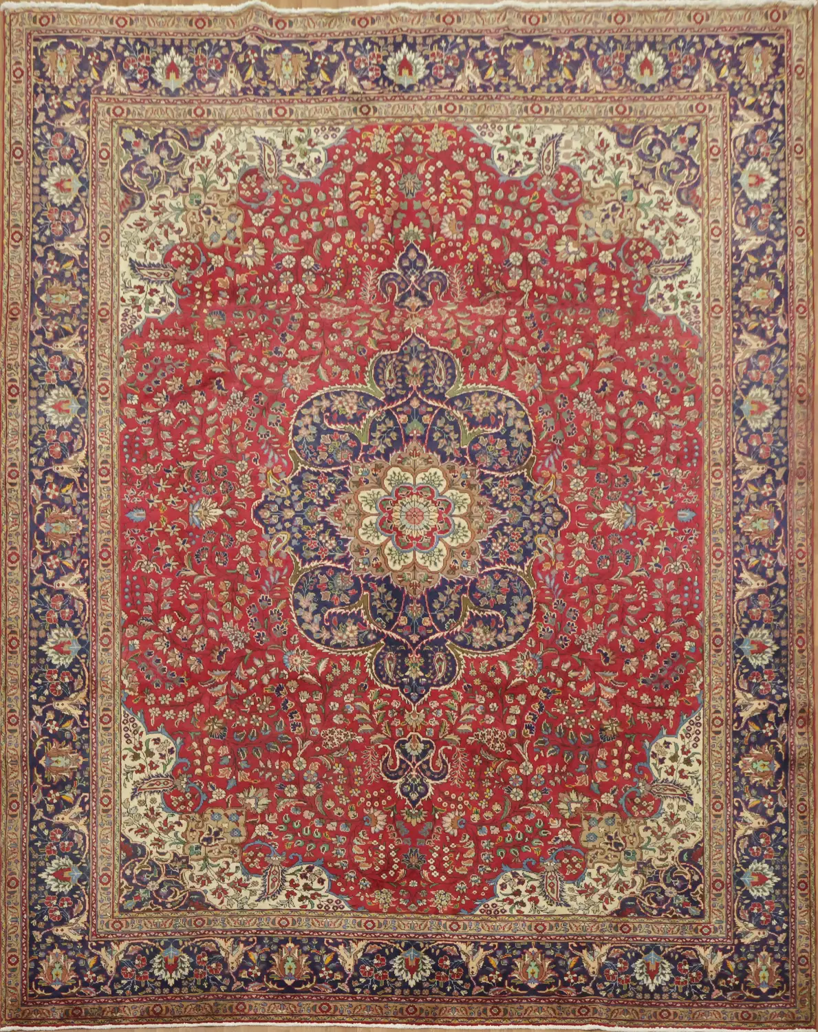 Traditional Floral Vintage Wool Tabriz Rug  10x13