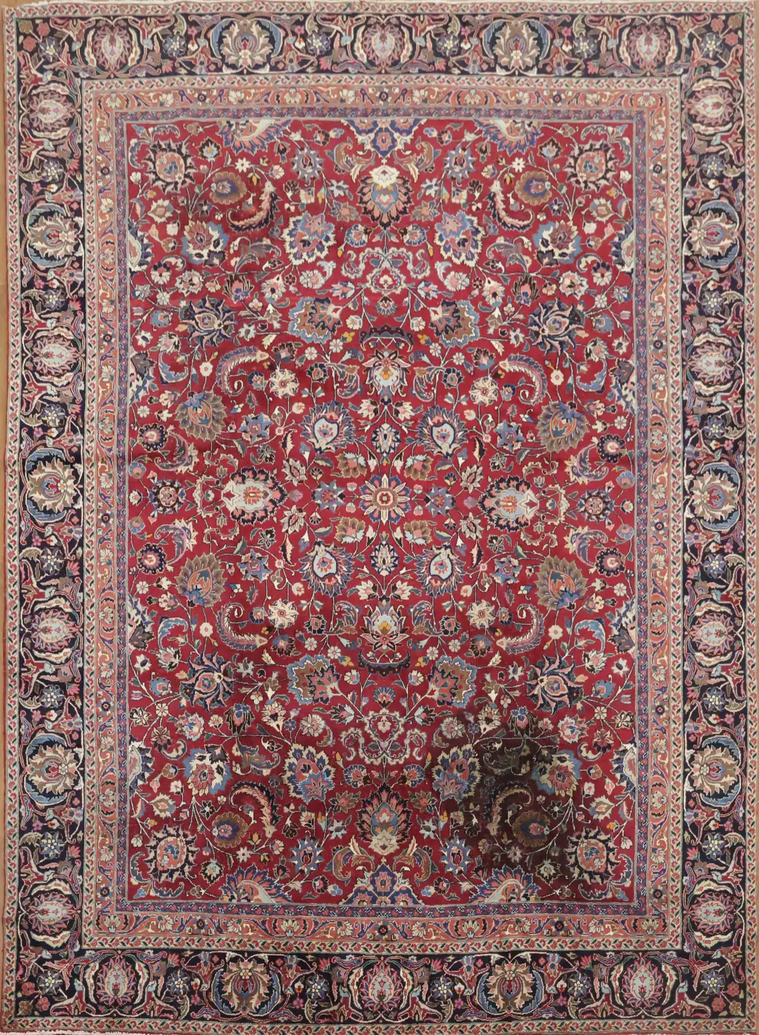 Elegant Red Antique Mashad Persian Area Rug 9x12