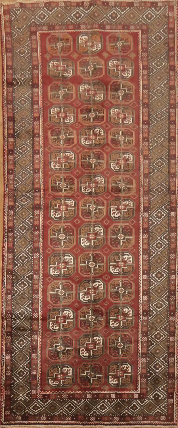 Geometric Wool Persian Balouch Rug 4x10