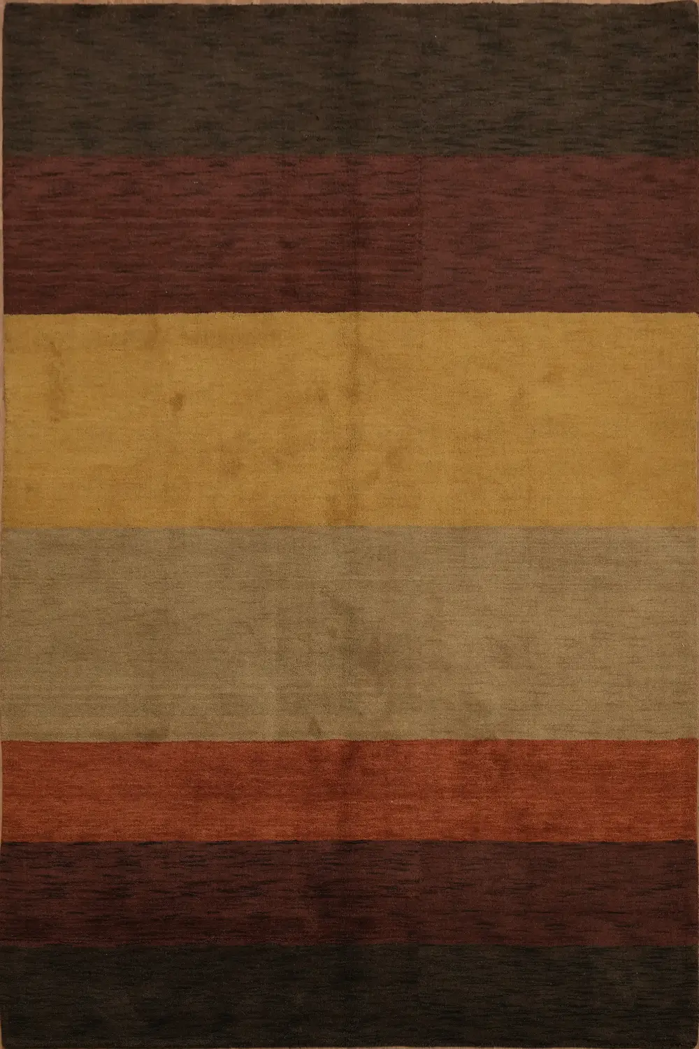 Contemporary Bold Stripes Gabbeh Area Rug in Warm Tones 7x10