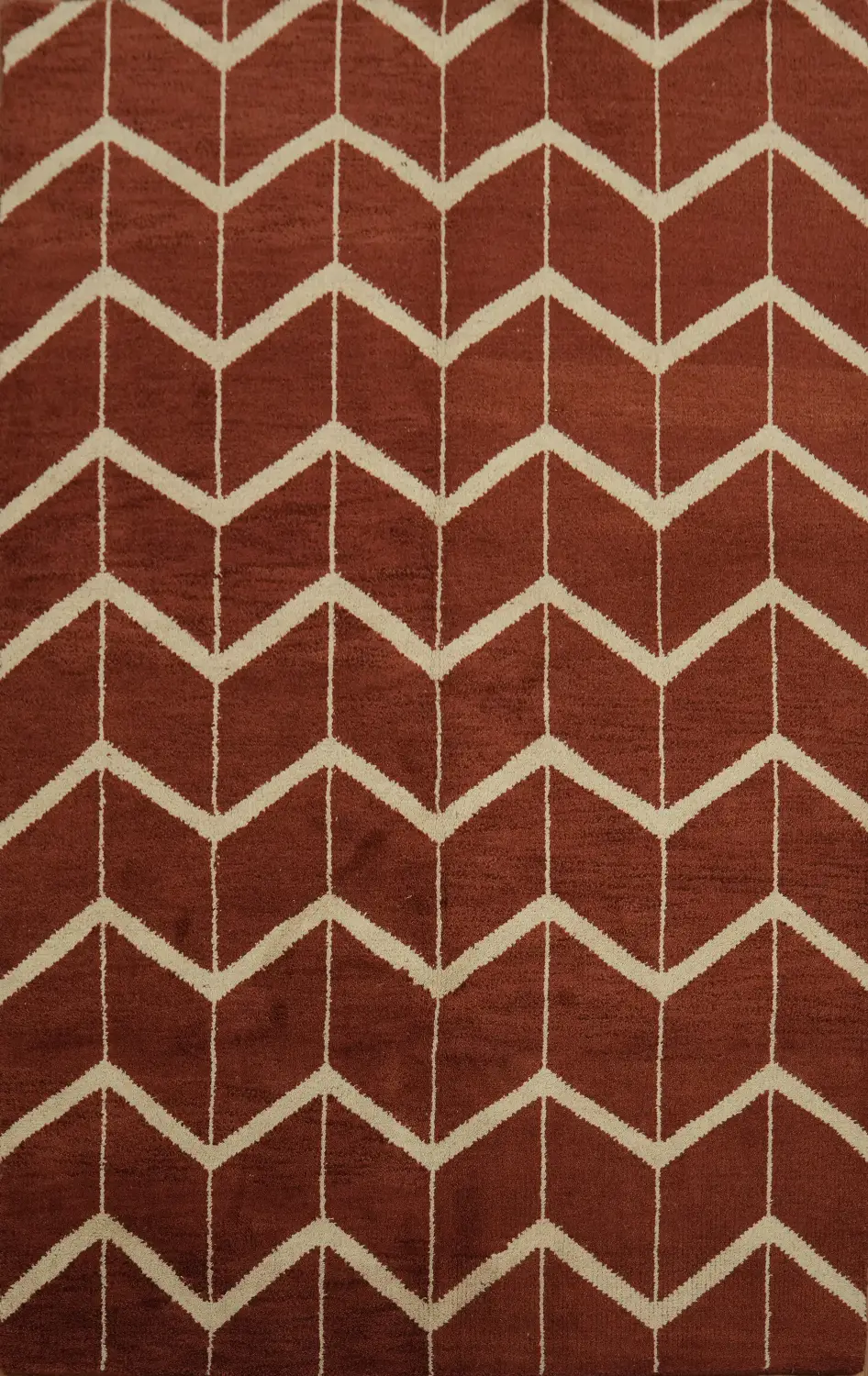 Modern Chevron Pattern Red Wool Rug for a Stylish Room Decor 5x8