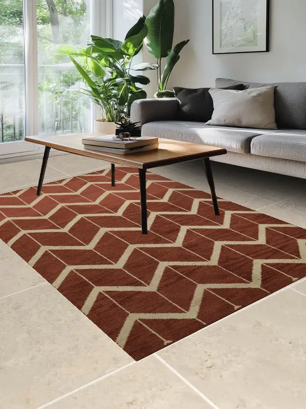 Chevron Style Red Gabbeh Indian Area Rug 5x8
