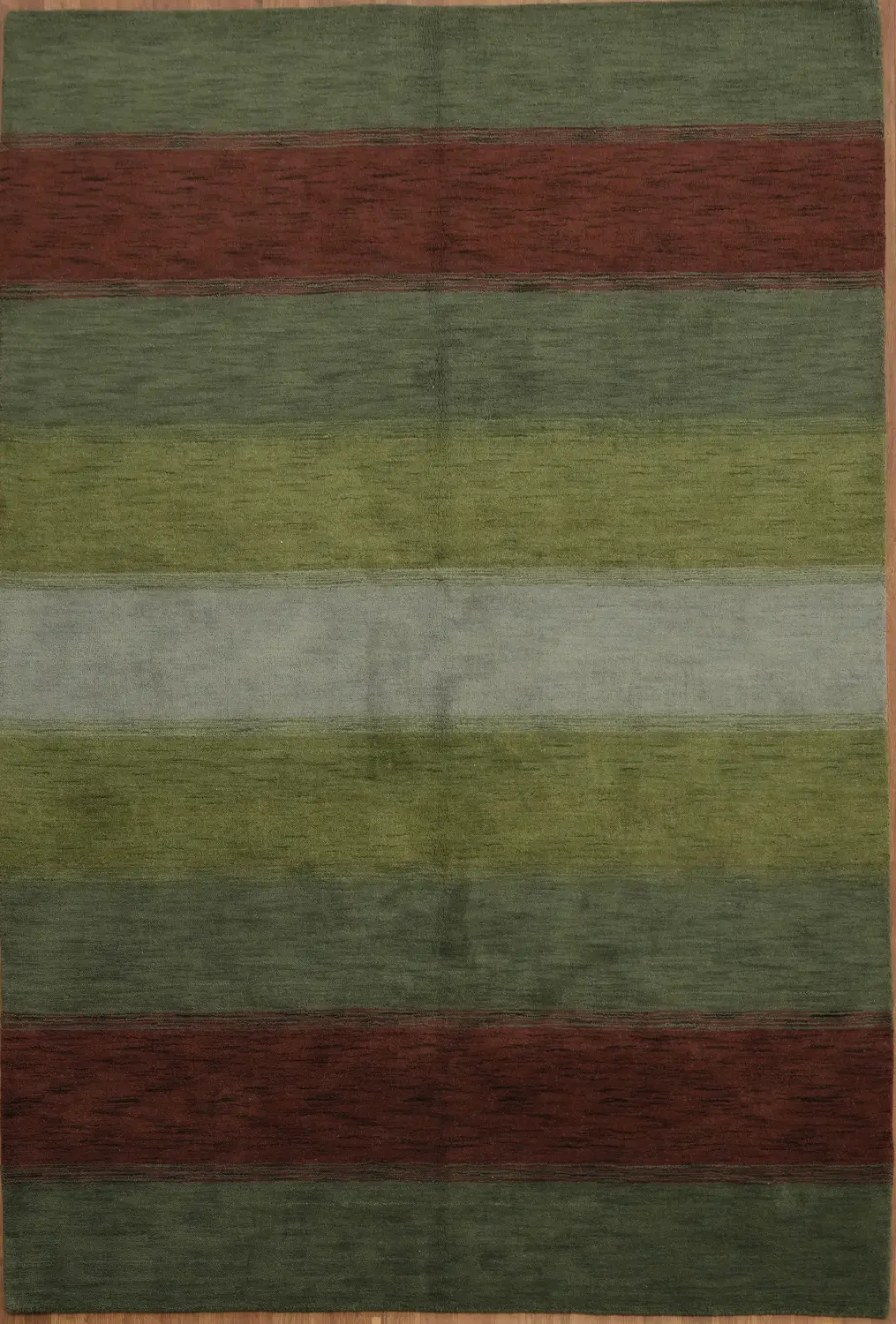 Striped Green Red and Blue Gabbeh Modern Area Rug 7x10