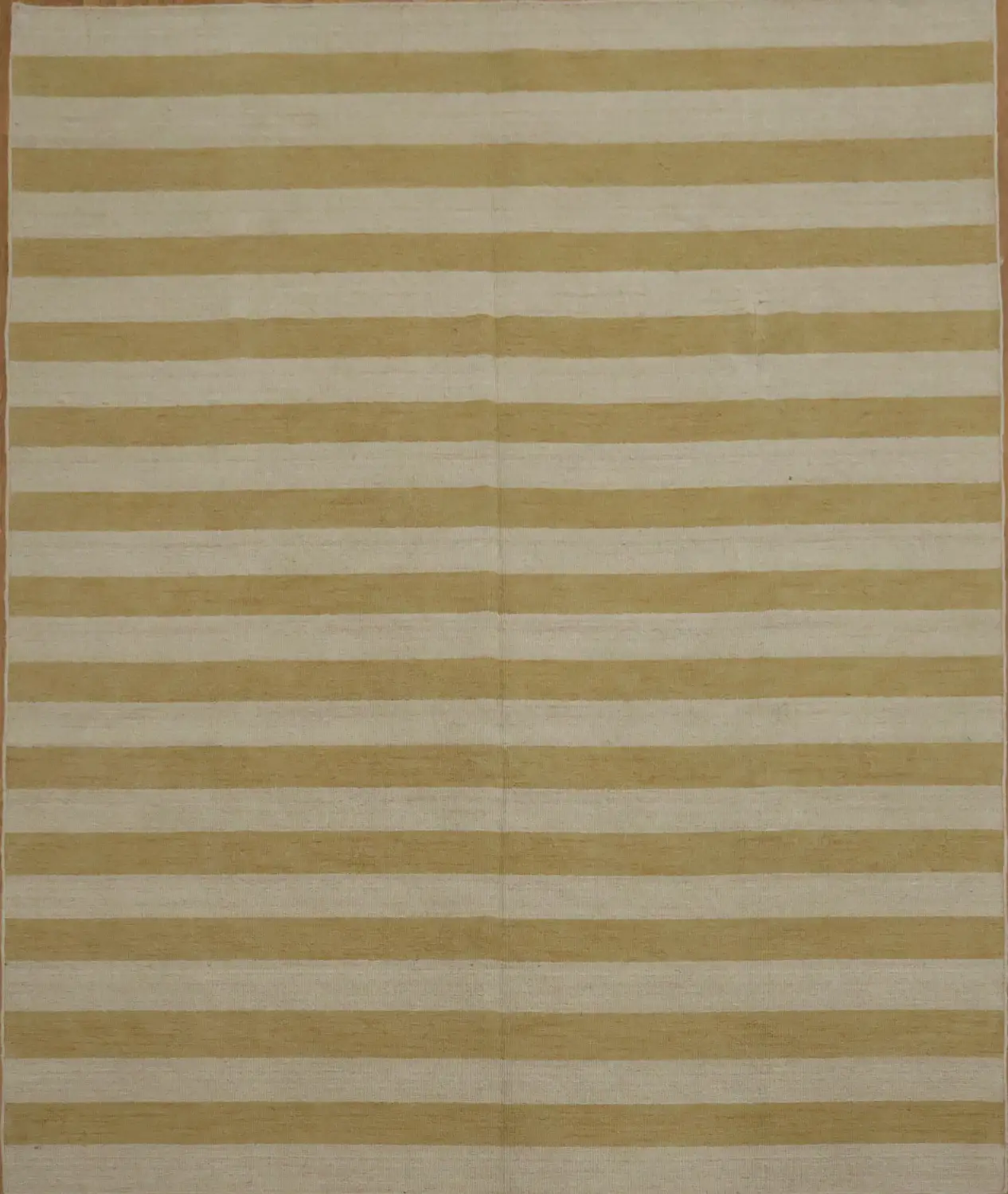 Reversible Chic Beige and Gold Stripe Rug: Perfect for Minimalist Spaces 8x10