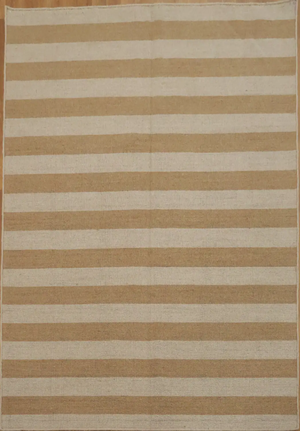 Chic Beige and Gold Stripe Rug: Perfect for Minimalist Spaces 6x8