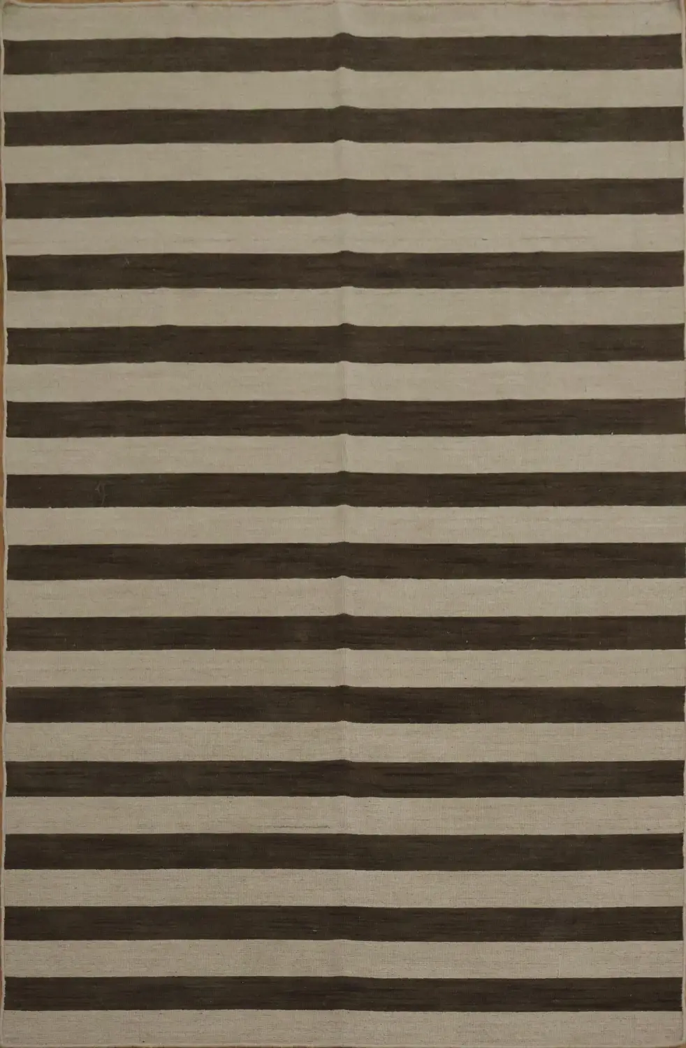 Dark Brown and Beige Stripes Gabbeh Area Rug 8x10 for a Modern Look