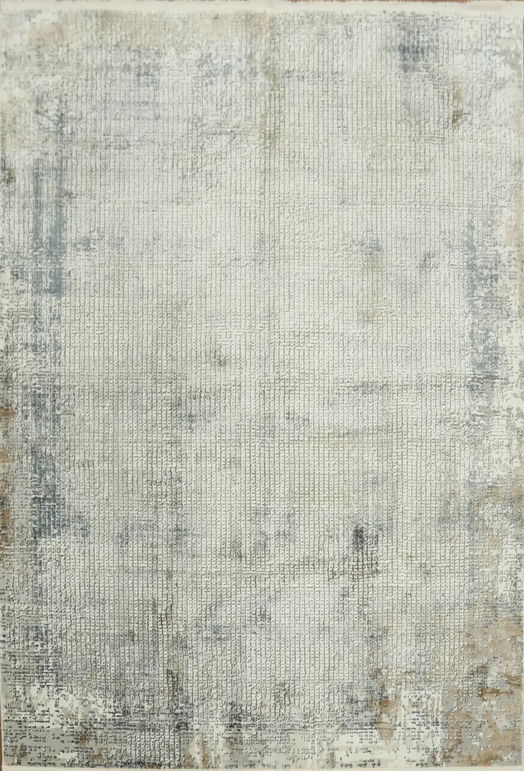 Sleek Gray and Cream Textured Rug with Distressed Finish 5x8