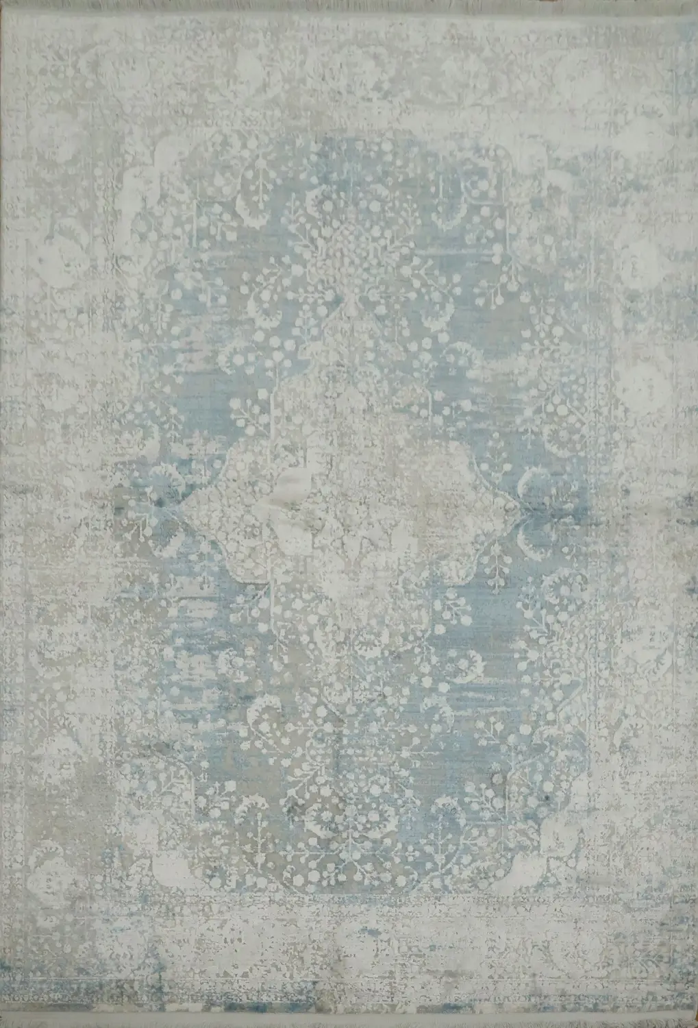 Elegant Blue and Beige Area Rug with Vintage Oriental Design 5x8