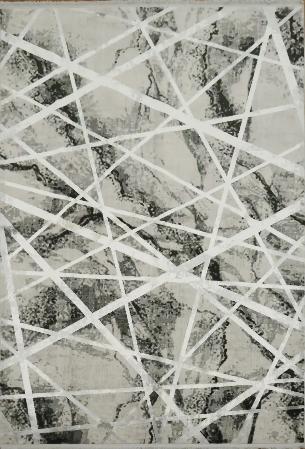 Contemporary Grey and White Rug Featuring Bold Pattern 5x8