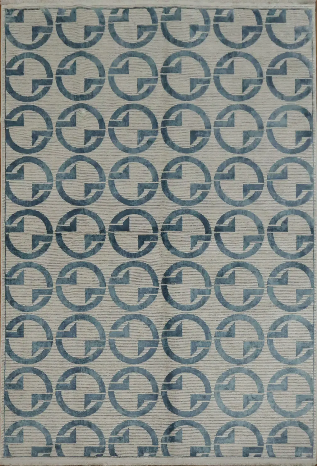 Blue and Grey Circle Patterned Rug for Living Rooms 5x8