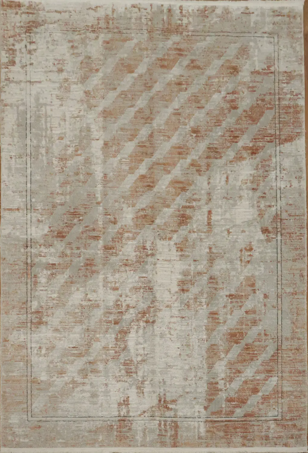 Artistic Distressed Area Rug with Modern Stripes 5x8