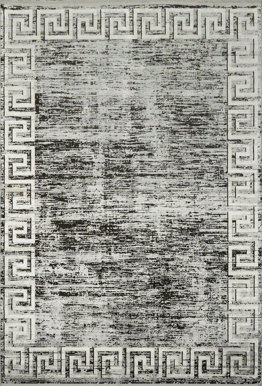 Contemporary Grey Rug with Eye-Catching Geometric Details 5x8
