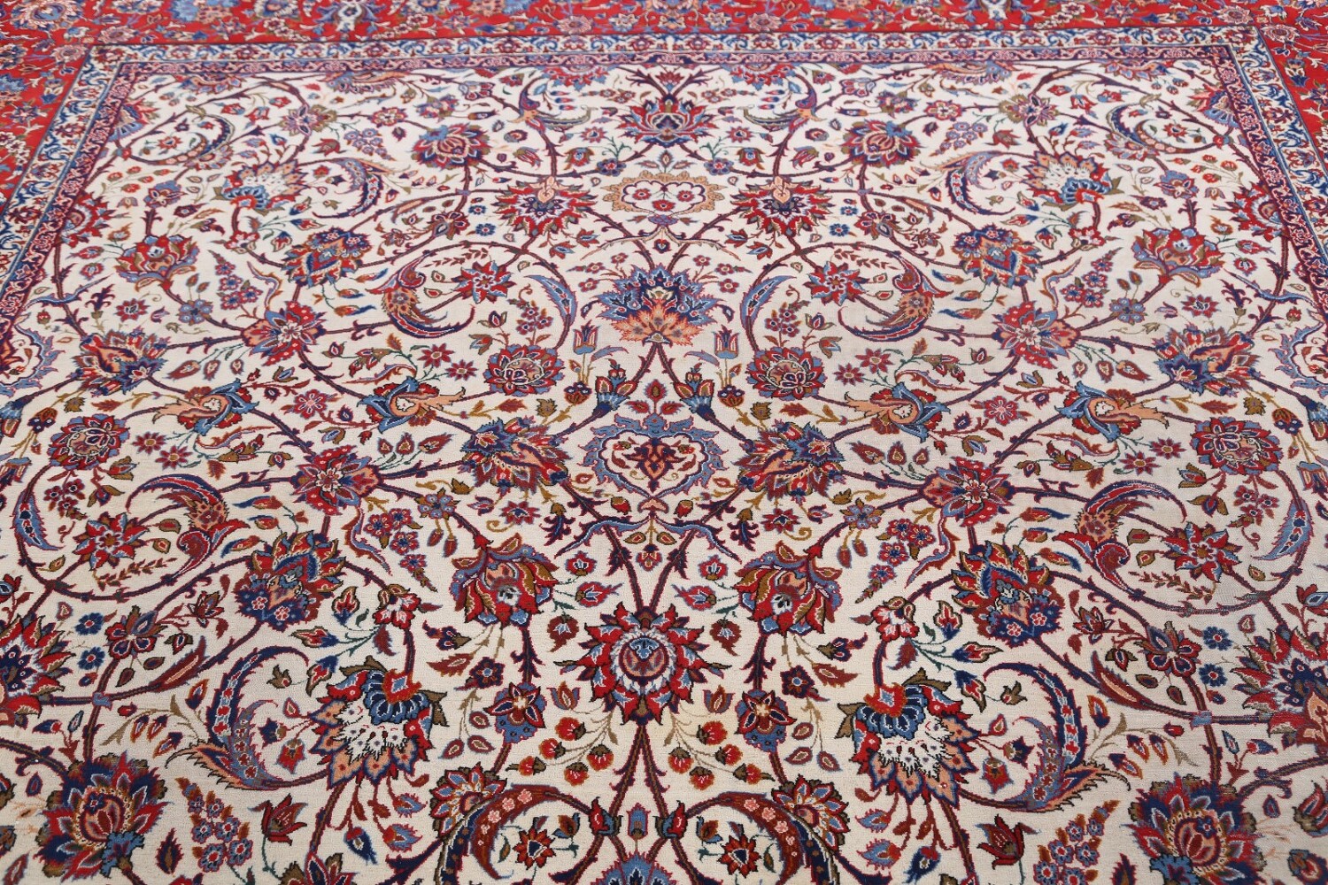 Antique Floral 10x16 Isfahan Persian Area Rug