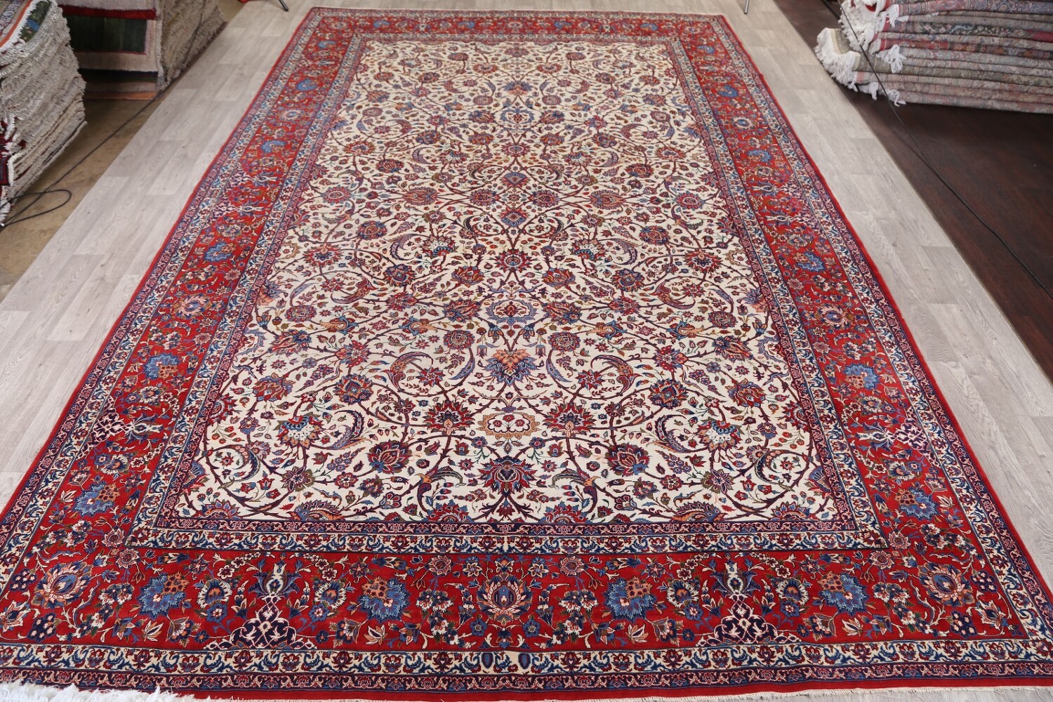 Antique Floral 10x16 Isfahan Persian Area Rug