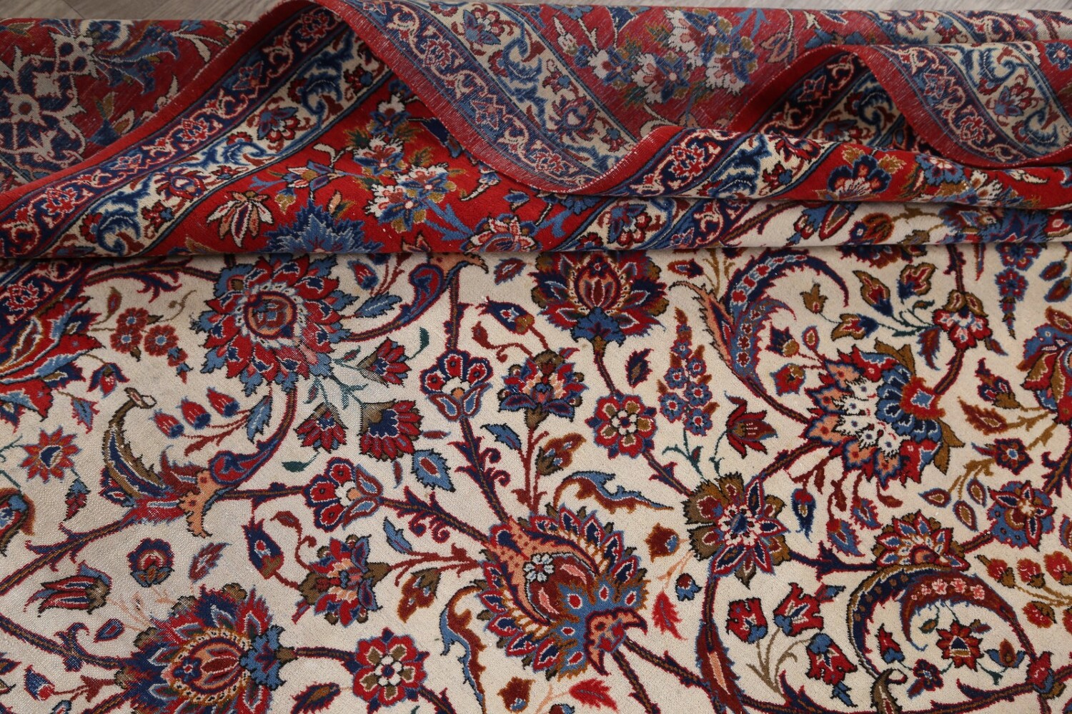 Antique Floral 10x16 Isfahan Persian Area Rug
