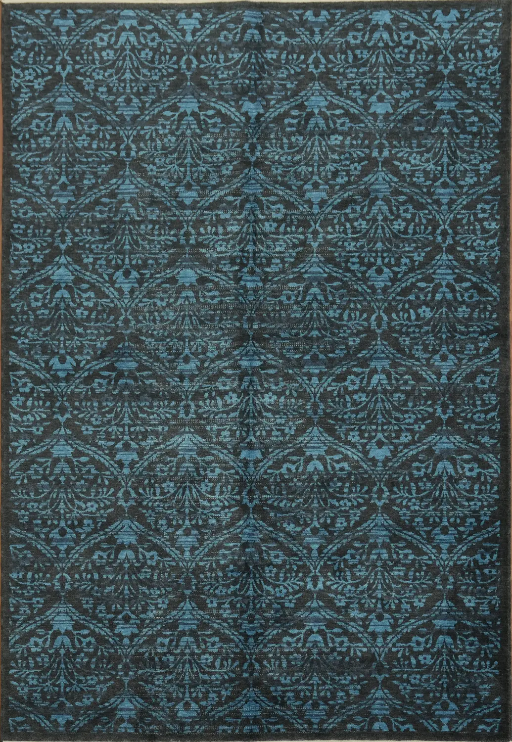 Sophisticated Dark Blue Rug with Unique Textured Design 6x9