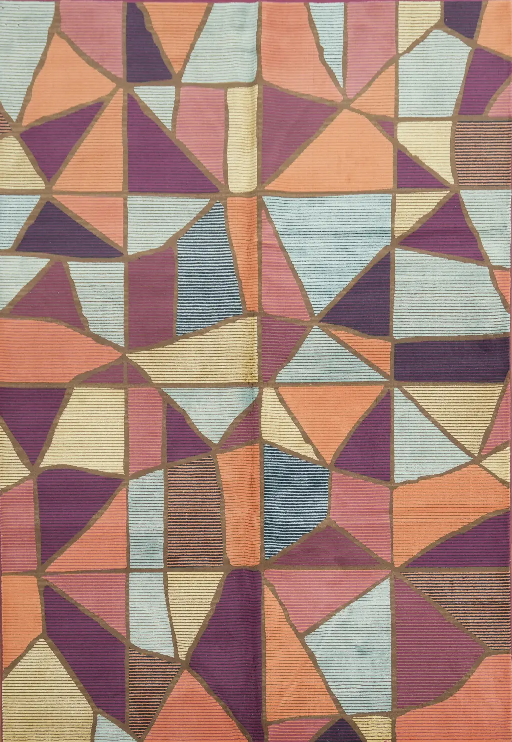 Stylish Abstract Rug with Bold Multicolor Geometric Patterns 6x9