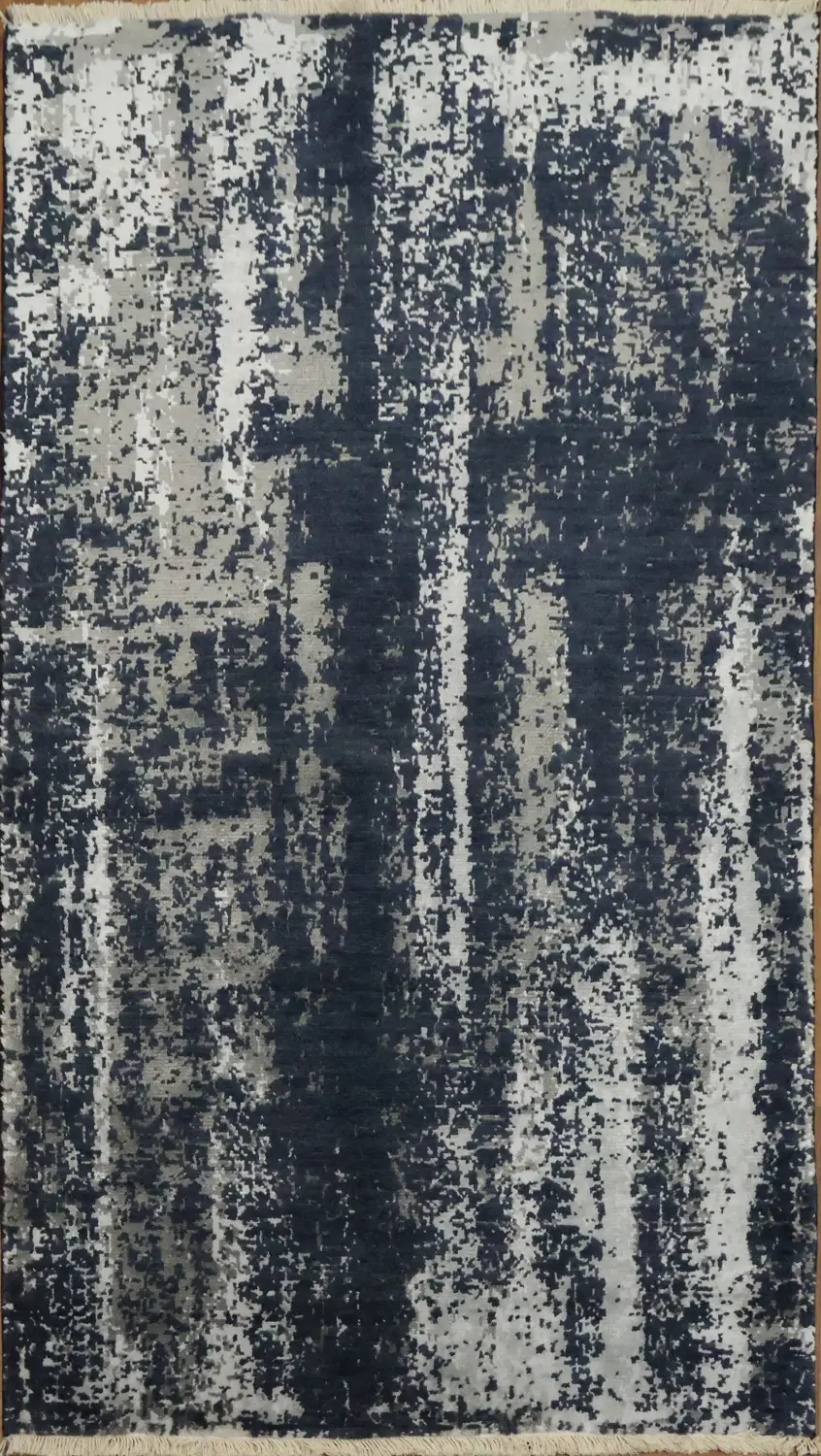 Sophisticated Blue and Gray Distressed Look Area Rug