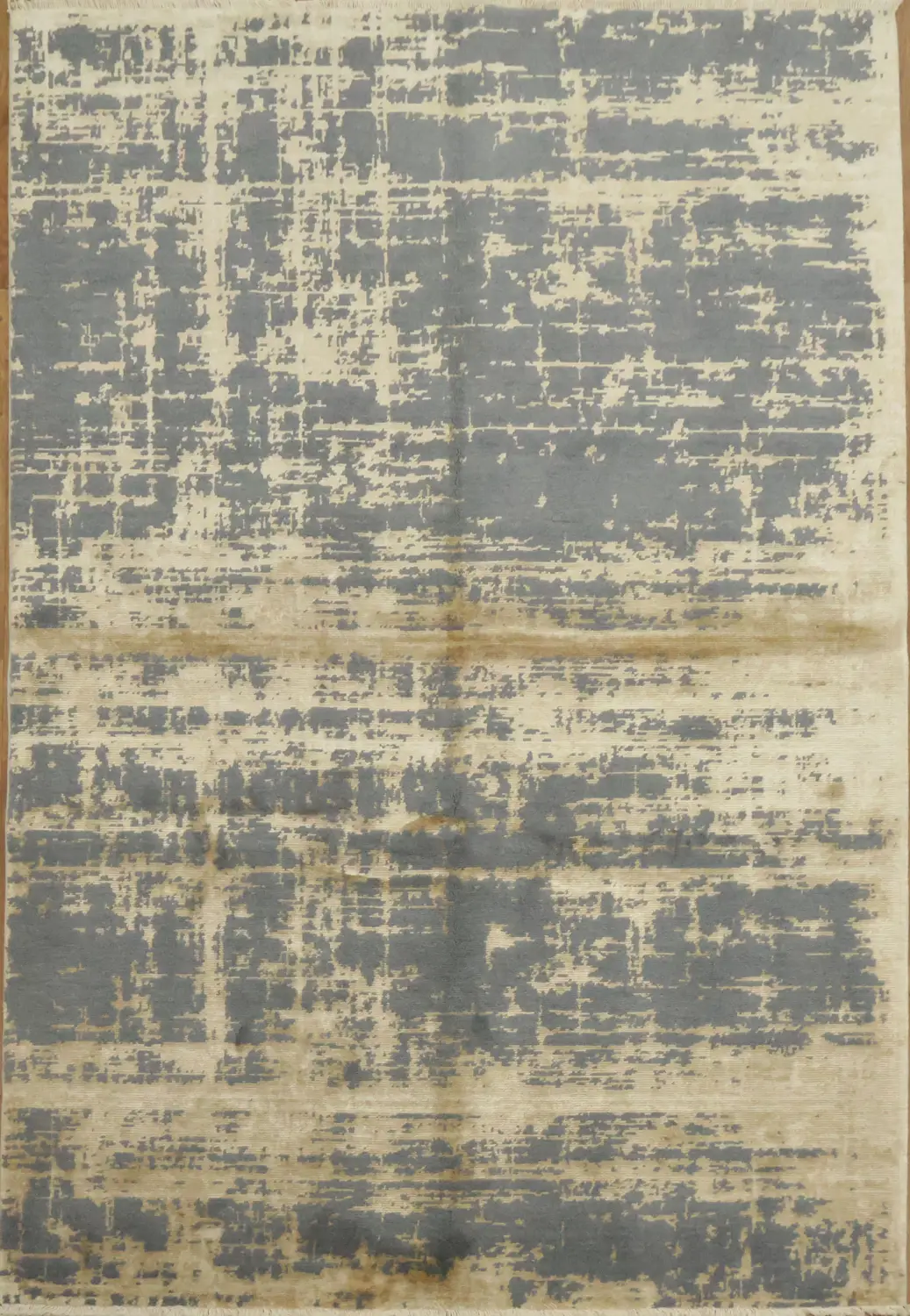 Chic Abstract Design Area Rug in Blue and Beige Shades