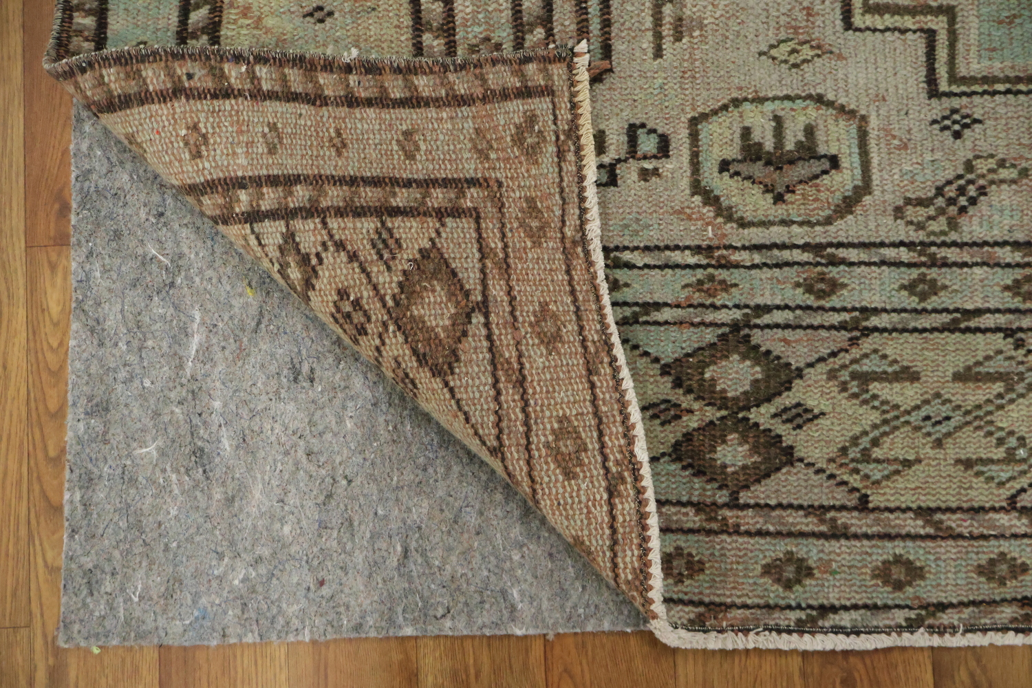 Geometric Wool Vintage Distressed Anatolian Area Rug 6x9