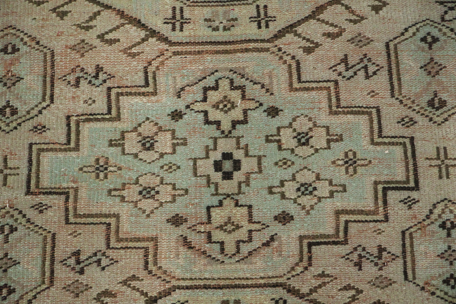 Geometric Wool Vintage Distressed Anatolian Area Rug 6x9