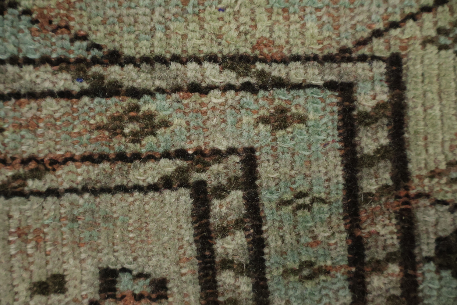Geometric Wool Vintage Distressed Anatolian Area Rug 6x9