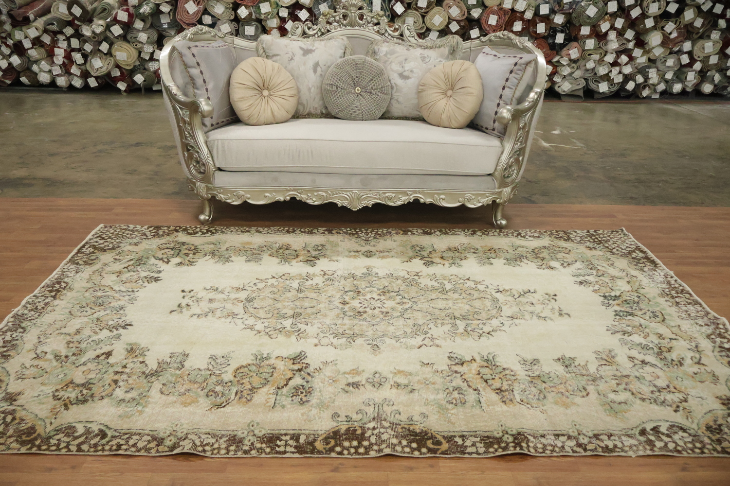 Vintage Distressed Anatolian Wool Area Rug 6x9