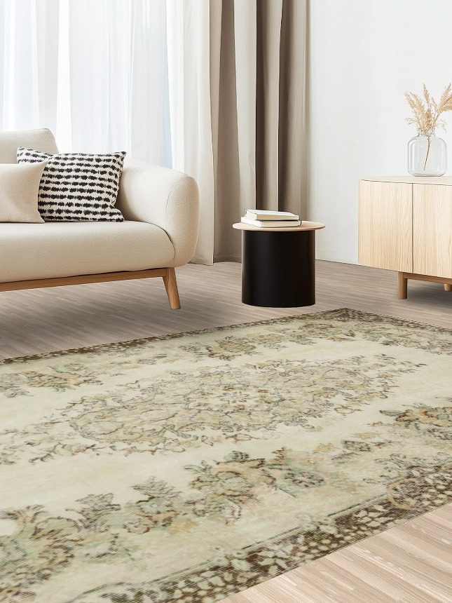 Vintage Distressed Anatolian Wool Area Rug 6x9