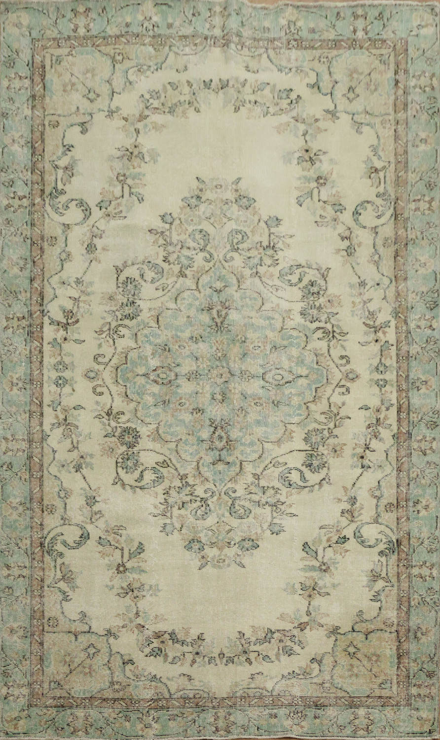 Vintage Distressed Anatolian Wool Area Rug 5x9