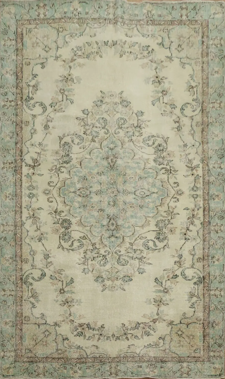 Vintage Distressed Anatolian Wool Area Rug 5x9