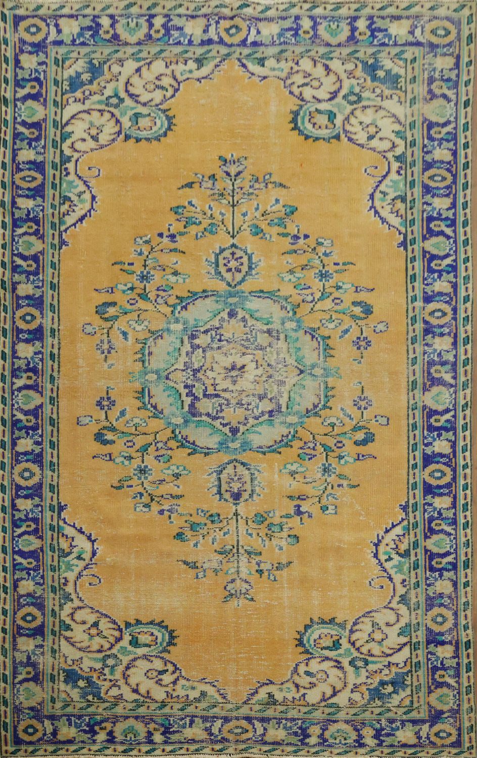 Vintage Distressed Anatolian Wool Area Rug 6x9