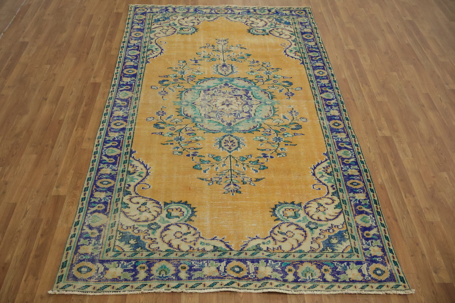 Vintage Distressed Anatolian Wool Area Rug 6x9