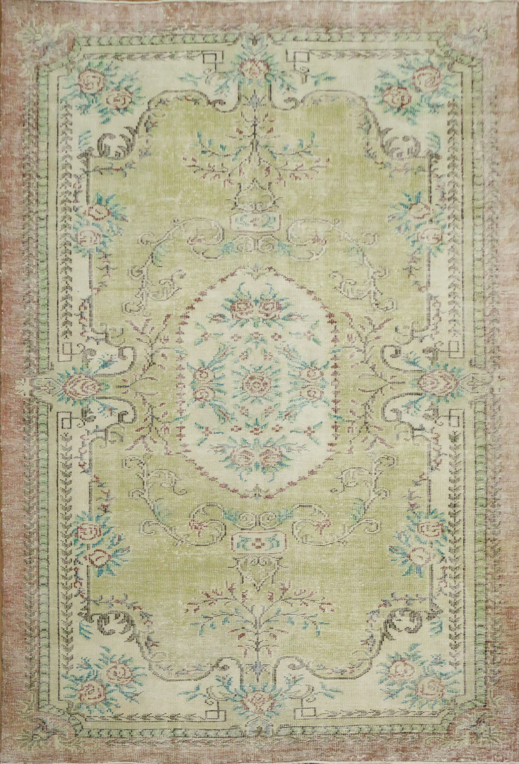 Aubusson Design Vintage Distressed Anatolian Area Rug 6x9