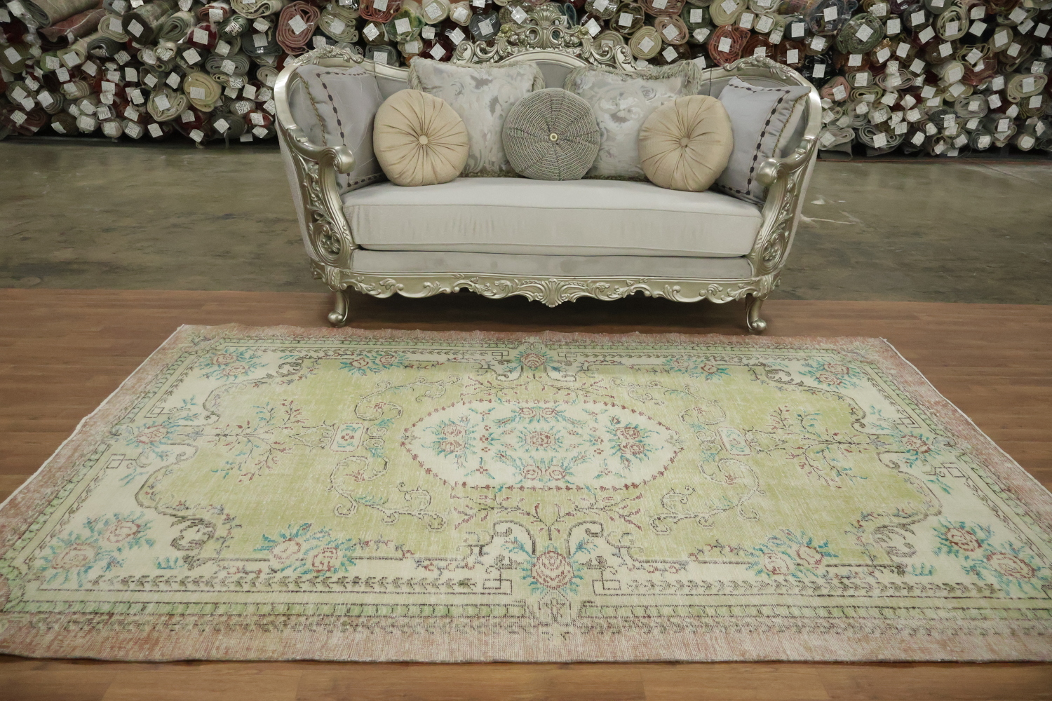 Aubusson Design Vintage Distressed Anatolian Area Rug 6x9