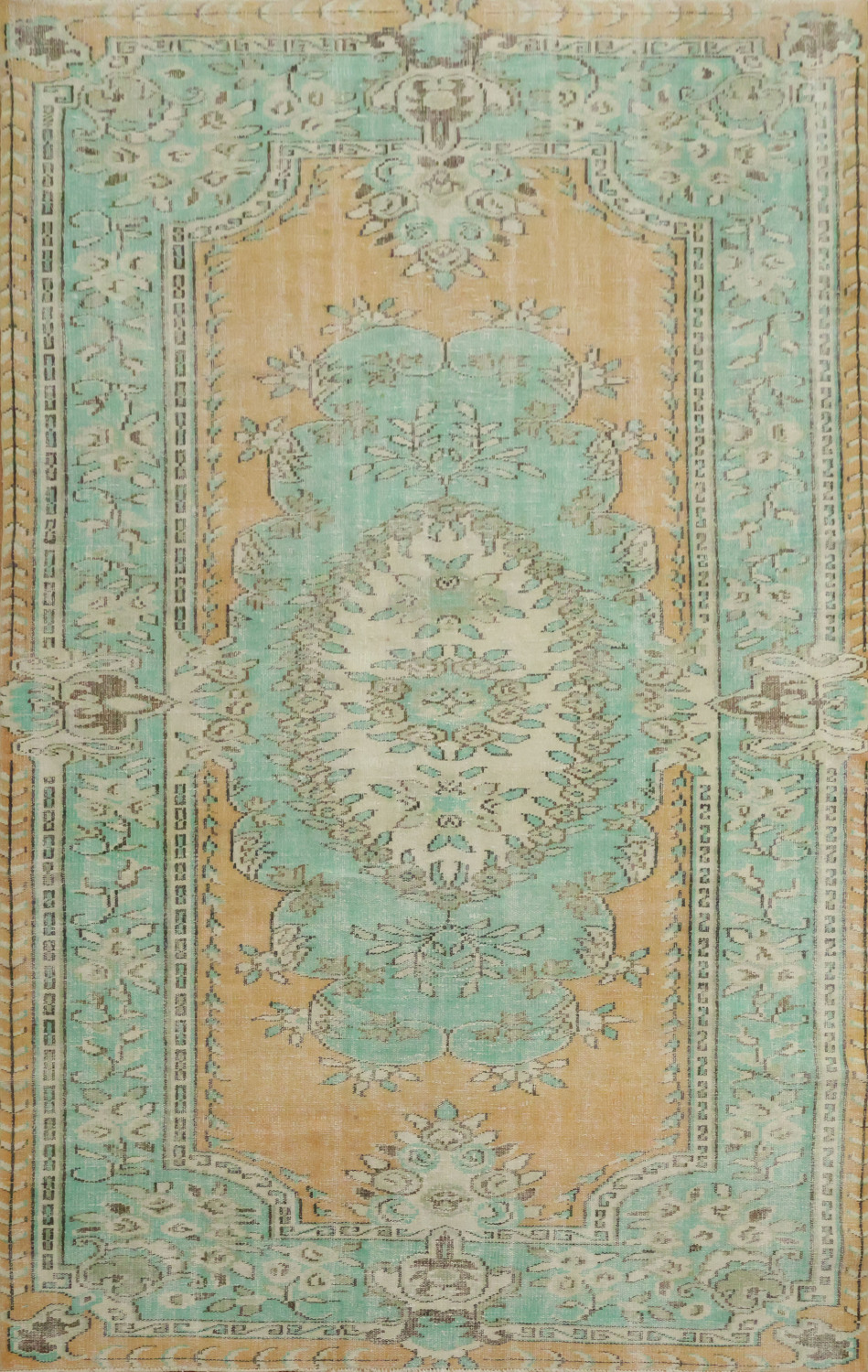 Luxury Wool Vintage Distressed Anatolian Area Rug 6x10