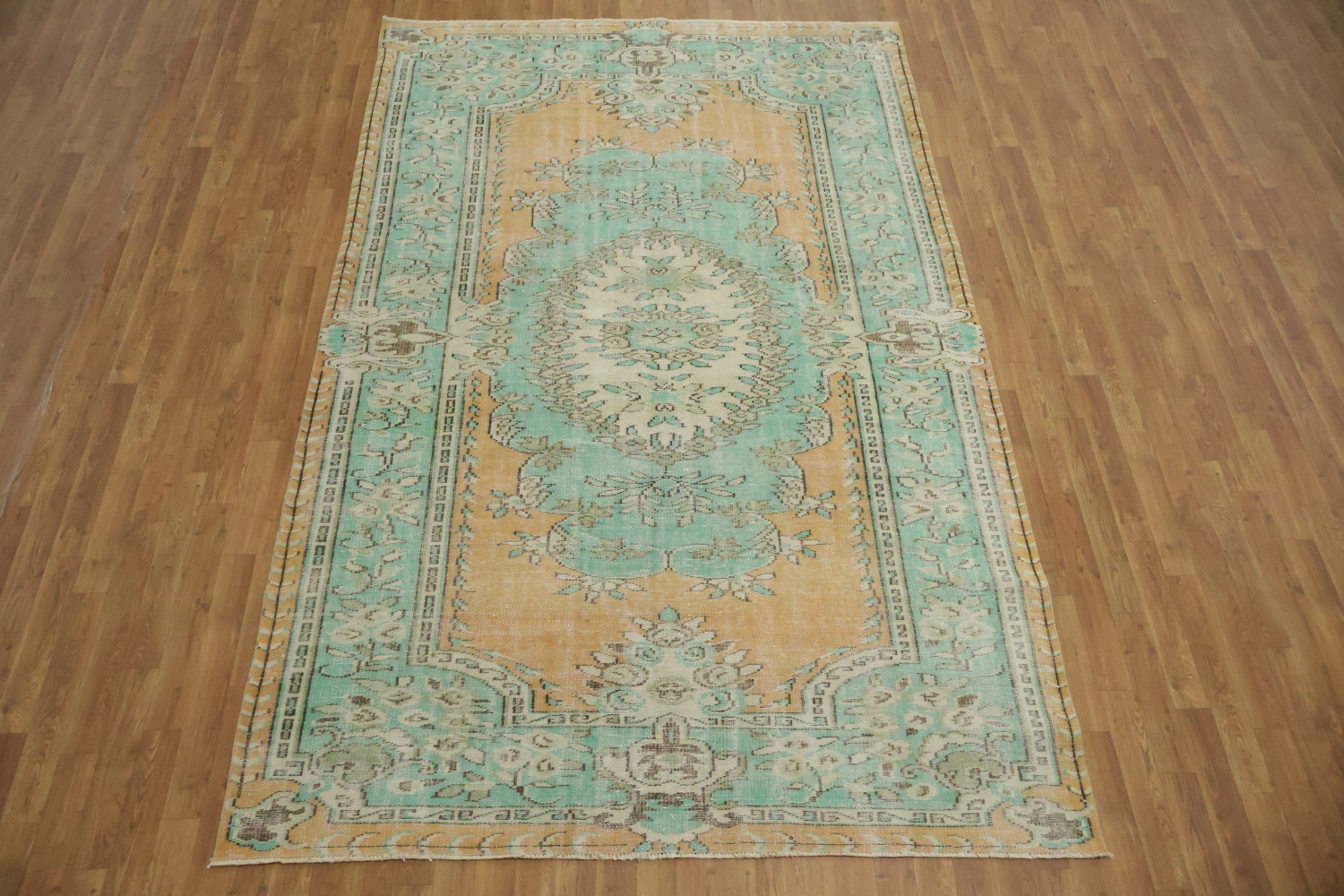 Luxury Wool Vintage Distressed Anatolian Area Rug 6x10