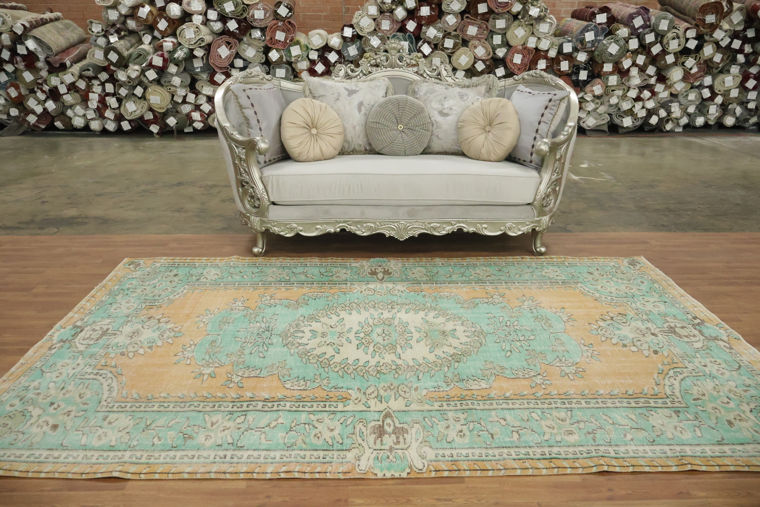 Luxury Wool Vintage Distressed Anatolian Area Rug 6x10